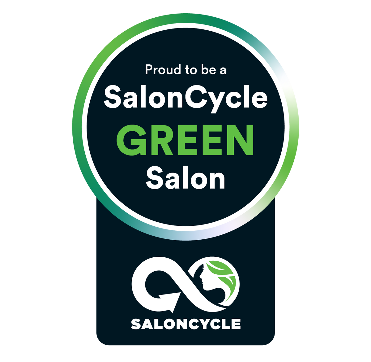 SalonCycle Green Salon recycling partner badge